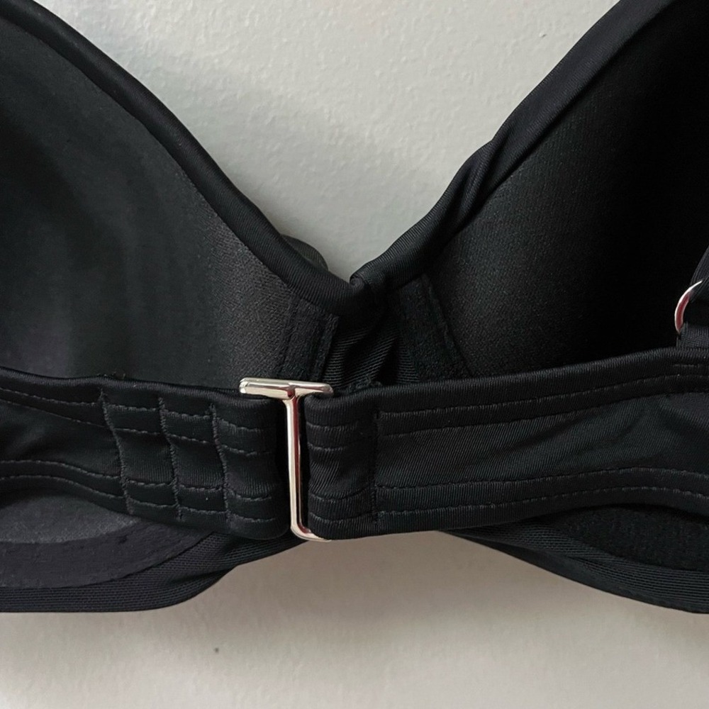 Lands End Swim Twist Wrap Front Bikini Top Womens 8 Black Underwire NWOT - Picture 5 of 11
